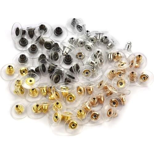 100Pcs/Lot Earring Back Rubber Stopper Ear Studs DIY Jewelry Making Accessories Gold Silver Color Earring Base Plugs
