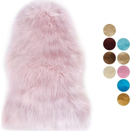 Luxury Rectangle Soft Sheepskin Fluffy Area Rug Faux White Fur Carpet Shaggy Long Hair Solid Mat Living room Seat Pad Home Decor