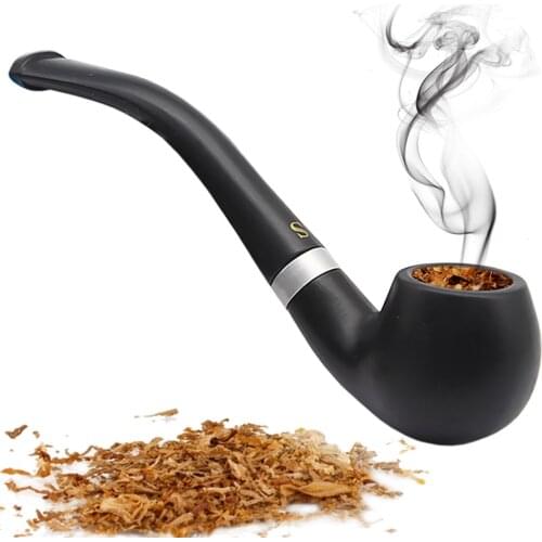 Handheld Tobacco Pipe Cigarette Filter Tobacco Grinder Herb Grinder Portable Resin Bent Pipe Smoking Accessories Gadget Men Gift
