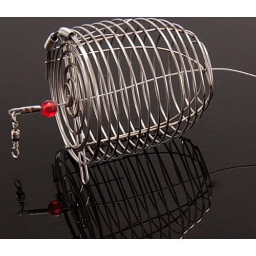 S/M/L Fish Baits Cage Fishing Trap Stainless Steel Fishing Lure Cage Basket Feeder Holder Fishing Lure Cage Fishing Accessories