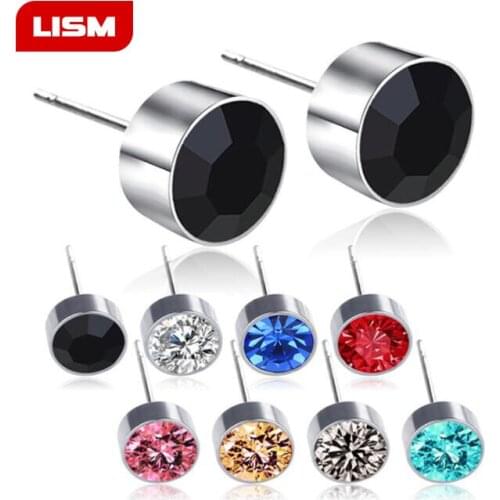 Hot Selling New Fashion Cute Little Simple Titanium Crystal Stud Earrings For Women Cheap Jewelry Accessories Wholesale