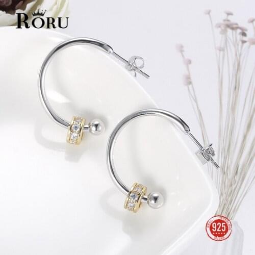 Genuine Sterling Silver 925 Hoop Earrings Women Semicircle and Round Earrings Fashion Wholesale Jewelry Gift for Women Lady Girl
