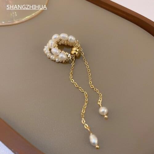 SHANGZHIHUA Classic Freshwater Pearl Ear Bone Pendant Magnet Fashion Earrings for Women With Unusual Jewelry Accessories