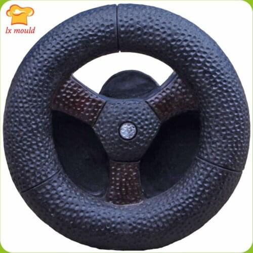 LXYY New 3D Steering Wheel Silicone Mould Car Club Cake Decoration DIY Ice Soap Chocolate Candle Silicone Molds