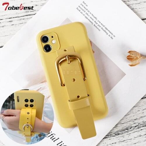 Belt wristband Liquid silicone Case for Samsung Galaxy S20 Ultra S10 Lite S10E S9 S8 Plus S7 Edge Wrist Ring Phone holder Cover