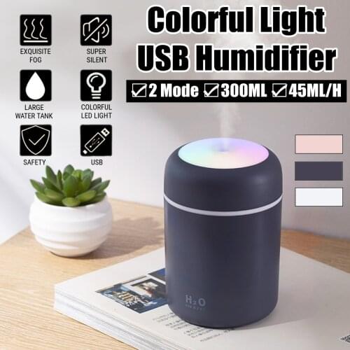 300ml Color Cup USB Air Humidifier Ultrasonic Aroma Diffuser Car Mist Maker with 7 Colors LED Lights Mini Office Air Purifier