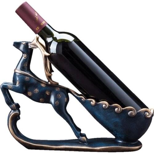 Resin Wine Rack Display Home Decoration European Modern Wine Holder Deer Craft Livingroom Office Wine Bottle Shelf Decoration