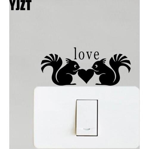 YJZT Cartoon Animal Squirrel Decor Vinyl Decal Wall Switch Sticker Love Heart S19-0729