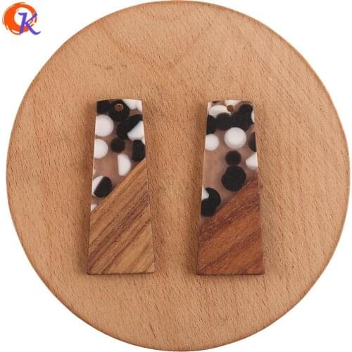 Cordial Design 30Pcs 19*49MM Jewelry Accessories/DIY Earrings Making/Wood & Resin/Trapezoid Shape/Hand Made/Earring Findings
