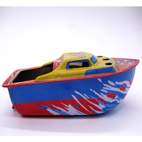 [Funny] Adult Collection Retro Wind up toy Metal Tin The steam boat Ship Mechanical toy Clockwork toy figures model kids gift