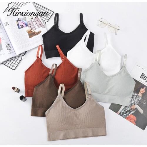 Hirsionsan women Bustier Unpadded Bandeau Bra Vest 2020 new solid sleeveless tanks tops sportwear bra vest