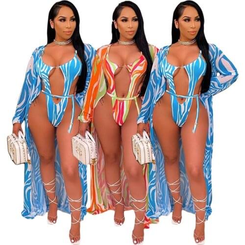 ZKYZWX Tie Dye Two Piece Set Bodycon Bodysuit Cover Ups for Swimwear Women Sexy Bikini 2021 Summer Outfits Club Matching Set