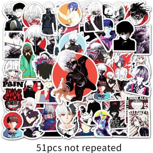 10/51pcs Japan Anime Tokyo Ghoul Sticker Graffiti for Luggage Laptop Skateboard Bicycle Decal Pegatinas Stickers Children Gift