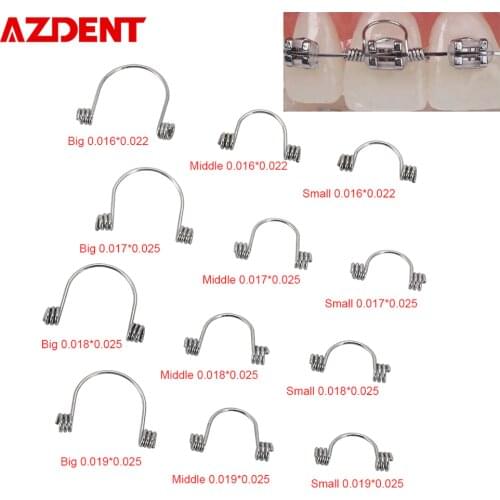 10Pcs/Pack AZDENT Dental Orthodontic Anterior Teeth Torque Rectangular Springs Stainless Steel
