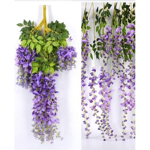 12pcs Wedding Decor Artificial Fake Flowers Vine Garland Arch Home Decor Wisteria Vine Garden Decor Pendant Hanging Rattan Decor