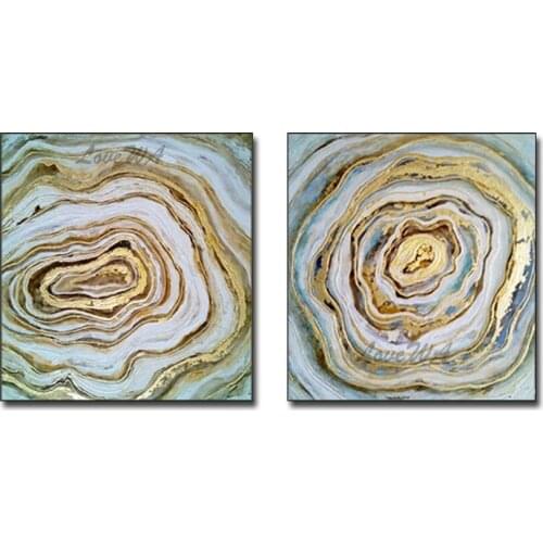 2 Pieces Gold Foil Design Canvas Abstract Oil Painting Modern Home Interior Decoration Pieces Hand Painted Canvas Wall Art