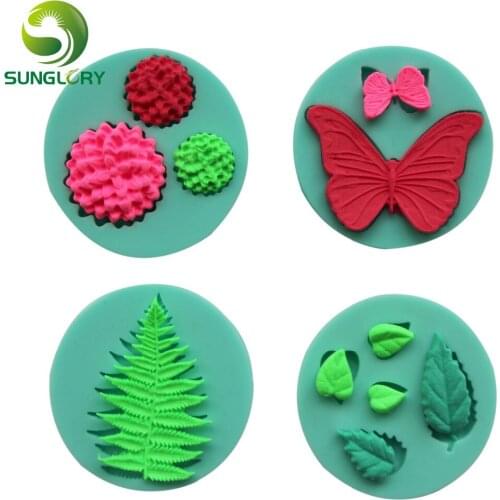 4PCS/SET Butterfly Leaf Hydrangea Shaped Silicone Cake Mold Fondant Mold For Baking 3D Moldes De Silicona For Cupcake Decoration