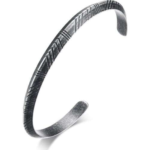 2021 Retro Grey Tide Brand Fashion Jewelry Stainless Steel Material Mysterious Pattern Open Charm Bracelet Suitable For Men