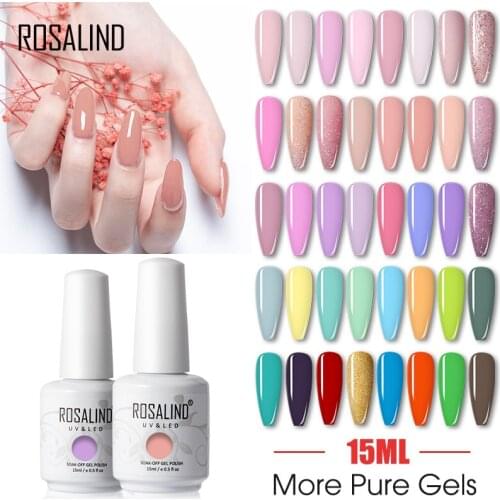 ROSALIND Gel Nail Polish Hybrid Varnishes 15ml Semi Permanent Soak Off Gel All For Manicure Nails Art Design Long Lasting Gel