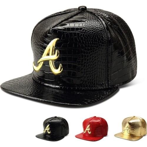 Trendy PU Crocodile Skin Hip Hop Cap For Men Women Rap Snap Back Cap Letter Flat Baseball Bonnet Homme Gold Dad Trucker Hat