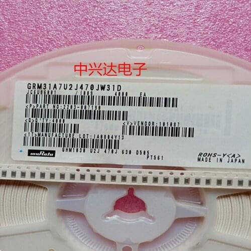 GRM316R61A475KE19D SMD MLCC 1206 4.7uF(475) ±10% 10V Ceramic Capacitor GRM31A7U2J470JW31D SMD MLCC 1206 47pF(470) ±5% 630V Ce
