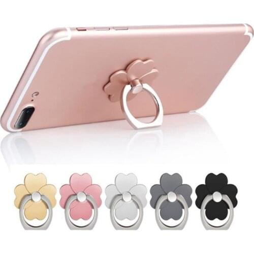 Finger Ring Holder Stand Grip 360 Rotating For Mobile Phone Five Leaf Grass Lucky Smartphone Finger Ring Stand Holder