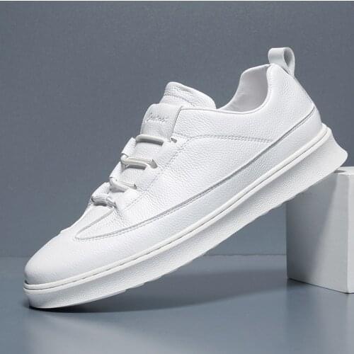 YEINSHAARS Mens Casual Shoes Black White Leather Flats Size 39-44 Fashion Sneakers Designer Shoes Men Hiking Leisure Shoes