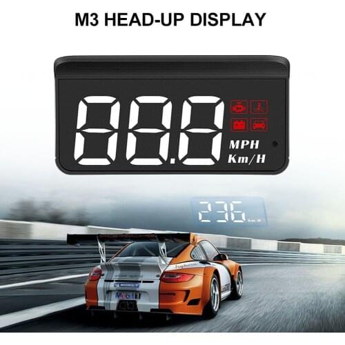 Upgrade M3 Car Head-up Display Windshield HUD with KM/h MPH OBD2 Overspeed Warning Windshield Projector Car Trucks Electronics