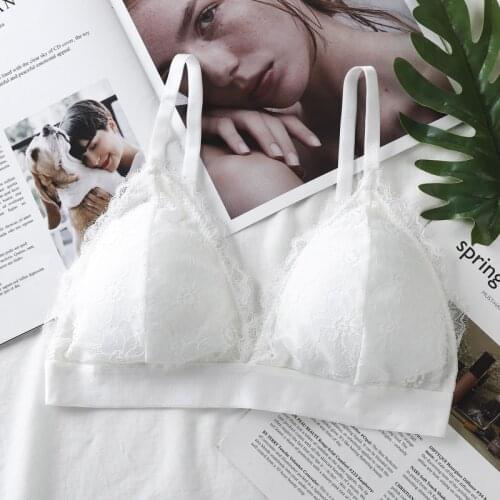 Fashion Women Seamless Bras Deep V Bralette French Style Lace Bra Girls Triangle Cup Lingerie Wireless Underwear Thin Brassiere