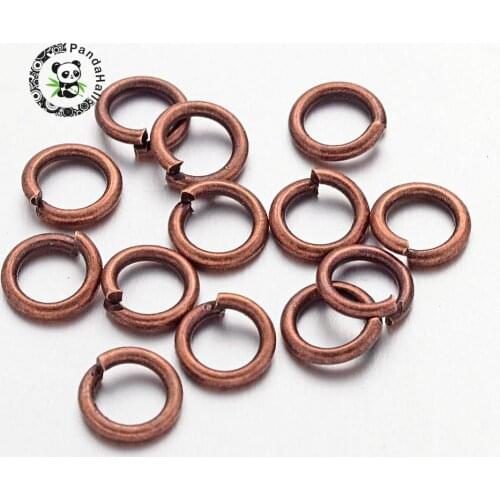 90pcs Red Copper Color Brass JumpRings, Close but Unsoldered, about 6mm in diameter, 1mm thick