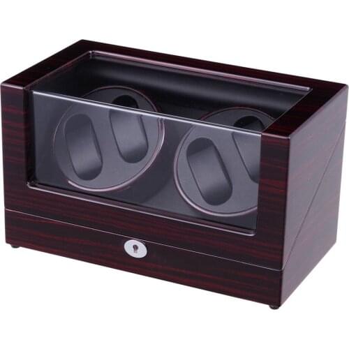 Watch Winder ,LT Wooden Automatic Rotation 4+0 Storage Case Display Box The new style(Outside is rose red black Inside is black)