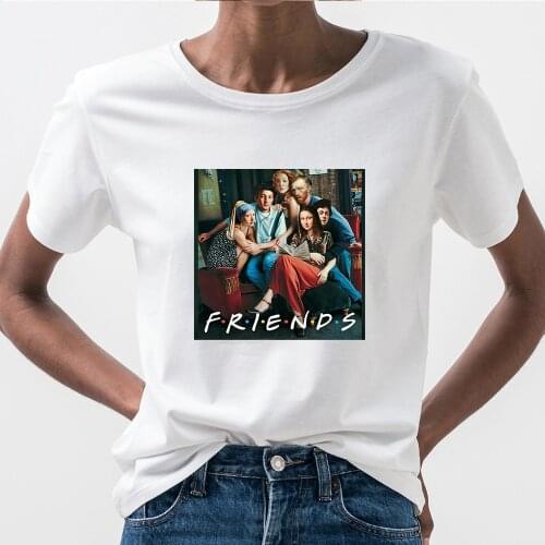 PRIENDS Letter New T-shirt Van Gogh Printing Streetwear Retro Womens shirt Fashion Trend Casual Cheap Oversize White Tshirt