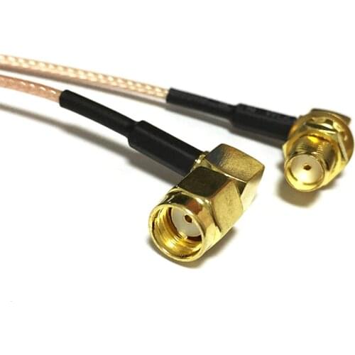 New RP-SMA Male Plug Right Angle Switch SMA Female Jack nut Right Angle pigtial cable RG178 Wholesale 15CM 6" Adapter