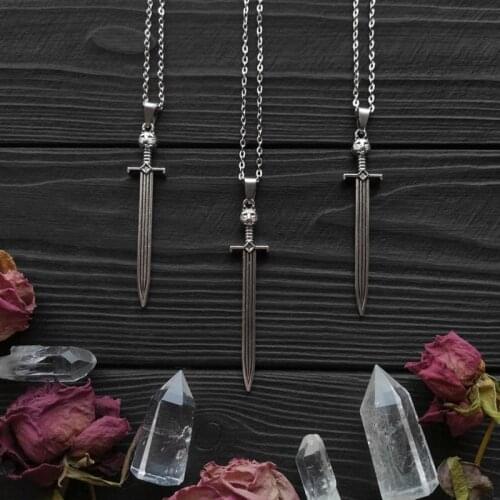Sword Necklace Dagger Necklace Silver Color Sword Pendant Medieval Jewellery Fantasy necklace Sword jewelry Wicca Goth gift