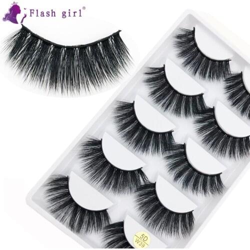 Professional 5D Mink Lashes In Bulk Wispy Handmade Fake Eyelash Extension Reusable Soft Eyelashes MakeupTool 5D-W39