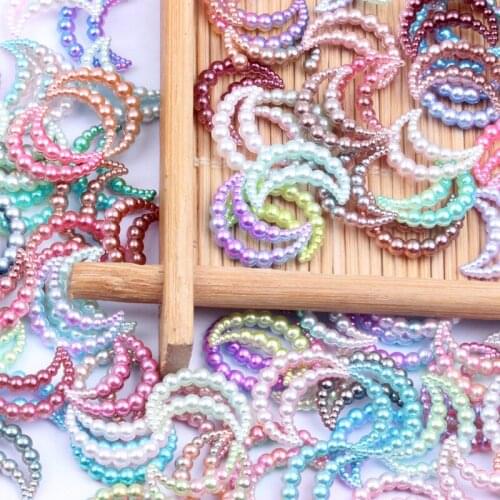 Rainbow Colors Moon-Shaped 70Pcs/Bag 11x15MM Half Pearl Resin Rhinestones For DIY Jewelry Nail Art Wedding Phone Case Decoration