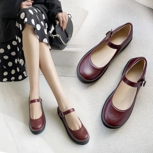 Mary Jane Flats Platform Women Flat Shoes Japanese School Girls Uniform Shoes Woman Cosplay Casual Buckle Strap Ladies Shoes