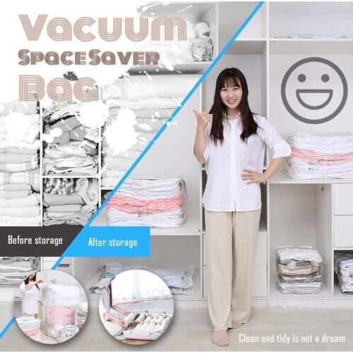 Vacuum Compression Suction-free Storage Bag Organizer Travel Saving Space Packing Clothes Quilts Blanket Manual Hand Pump