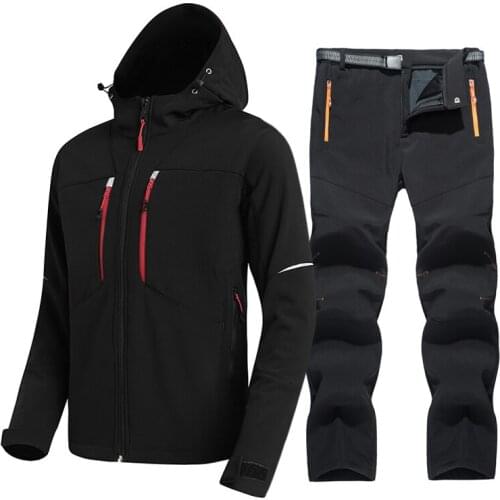 Waterproof Soft shell Windbreaker Jacket Men Outdoor Trekking Trouesers Mountain Climbing Sports Fleece Breathable Hiking Jacket