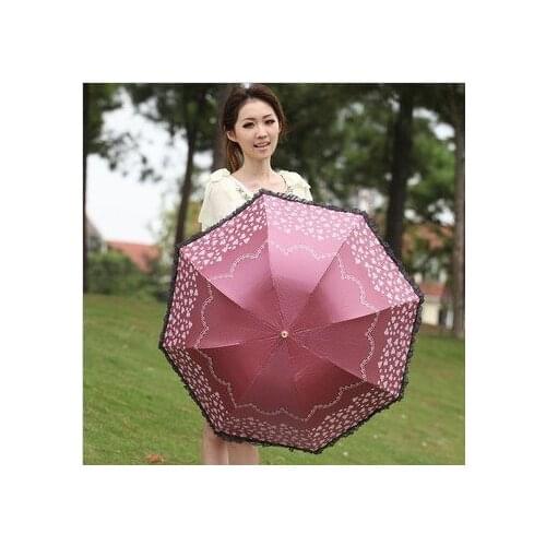 Ladies' summer parasol,100%sunscreen,UPF>50+,virgin parasol,8 ribs,black coating,pocket parasol,UV protecting,arched lacing