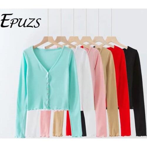 Sexy Pink cardigan women crop sweater 2019 korean button cropped cardigan streetwear v-neck yellow sweater 2019