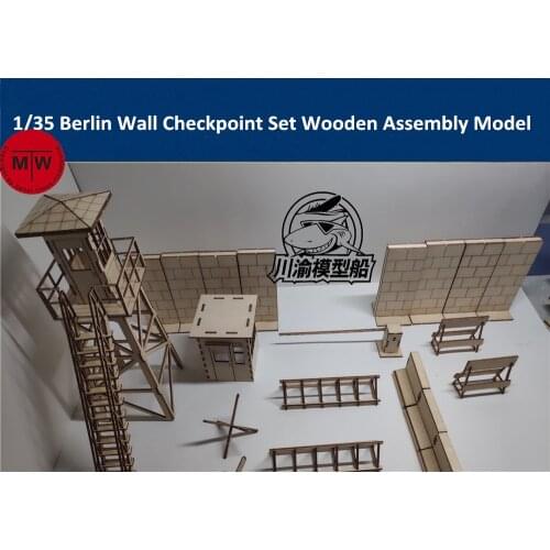 1/35 Scale Berlin Wall Checkpoint Set Tank Scene Diorama DIY Wooden Assembly Model Kit CYH012