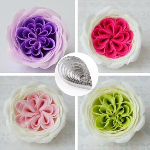 10pcs/lot Cake Mold Stainless Steel Fondant Rose Flower Petal Sepal Leaf Cutter Cookie Moulds Baking Decorating Tools LB 381