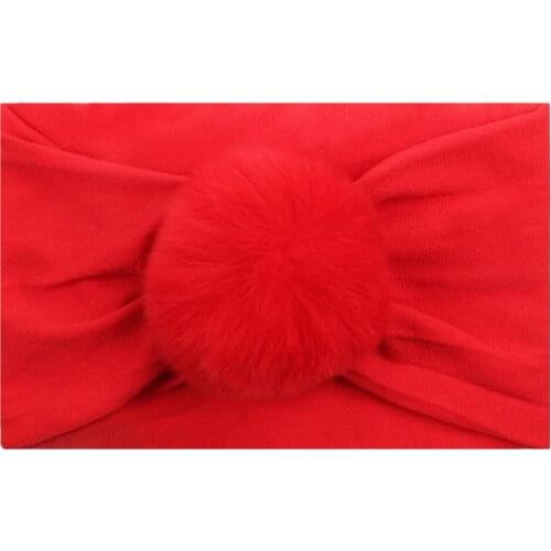 20Pcs/Lot,New Cute Sweet Rabbit Fur Ball Nylon Headband For Baby Girls Kids Newborn Elastic Hair Band Turban Hair Accessories