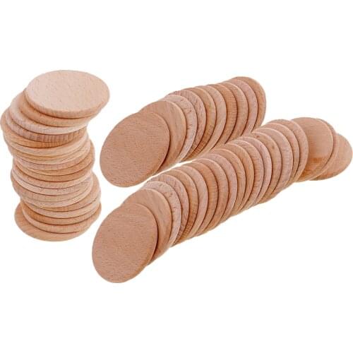 50x Wood Circles Chips Slices For Board Game Home Wedding Party Decors