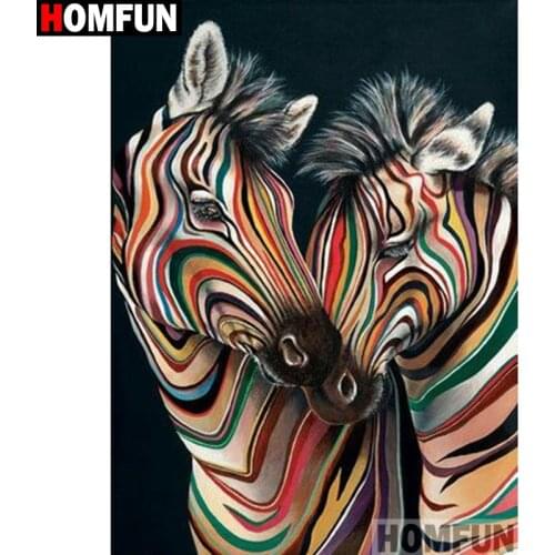 HOMFUN Diy Full Square Round Drill 5D Diamond Painting Cross Stitch Diamond Embroidery "Color zebra" Home Decor Gift A27197