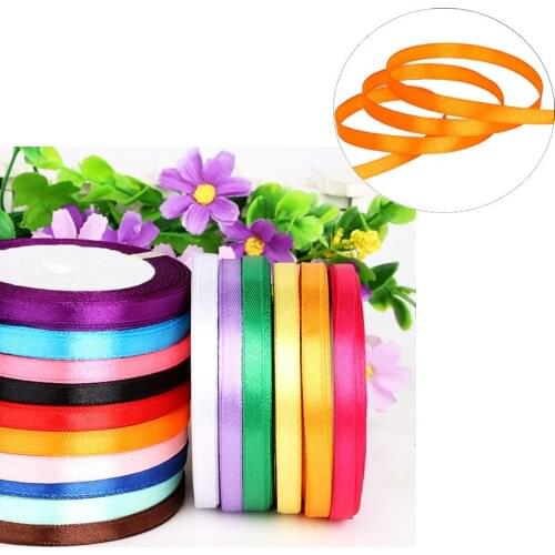 25Yards/Lot 7mm width Satin Ribbon for DIY Bow Craft DecorScrapbooking Supplies Wedding Festival Party Decoration Gift Wrapping
