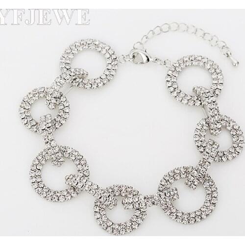 YFJEWE 2017 New Fashion Luxury Silver Plated Austrian Crystal Wrist Two Rows Bangles For Women Jewelry B069