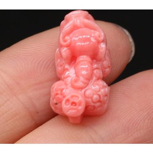 30Pcs Hot Sale Natural Pink Coral Pendant Brave Troops Through-Hole Beads For Jewelry Making DIY Necklace Bracelet Accessory