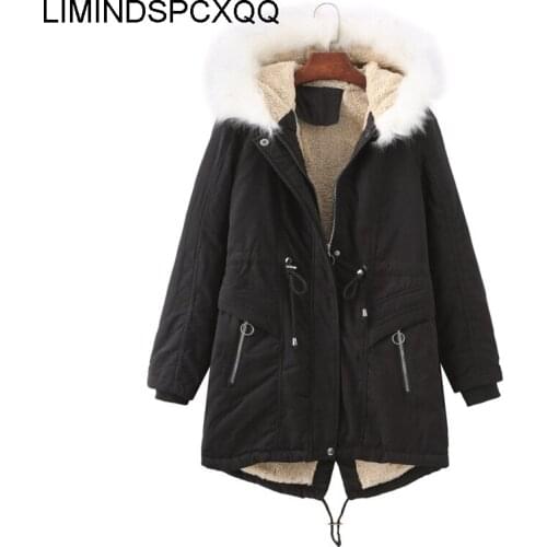Casacos De Inverno Feminino Plus Size 4XL Hooded Fur Collar Cotton Clothes Plus Fleece Casual Warm Coats Female Tops Loose 2021
